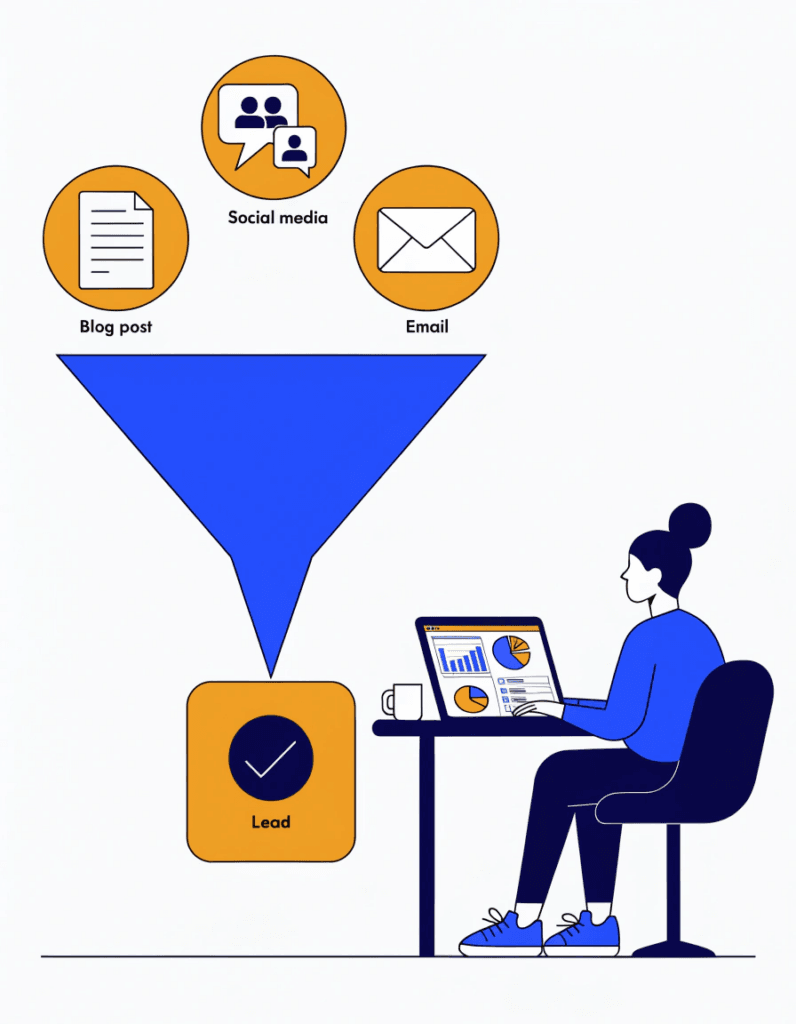 small business owner using content marketing to generate leads online