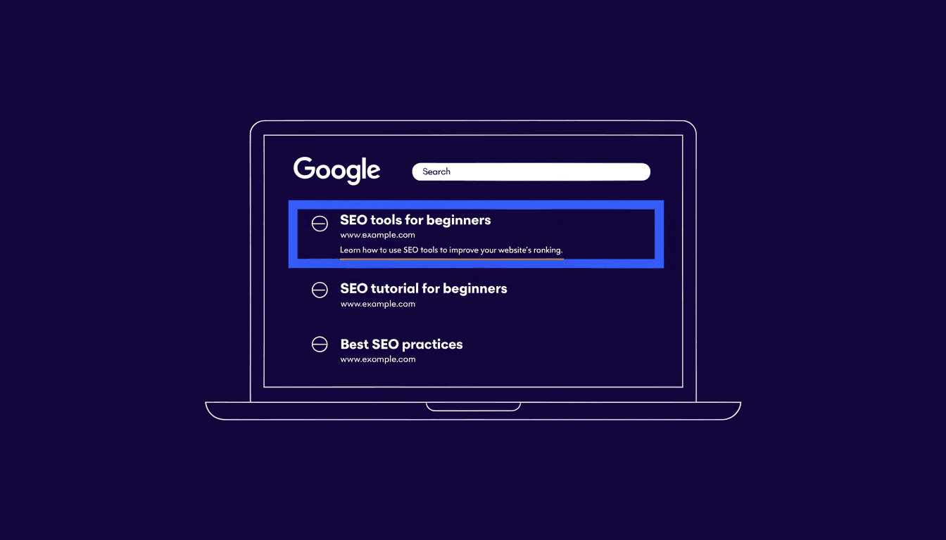 illustration of a google search result with the meta description highlighted, representing how to write an effective meta description