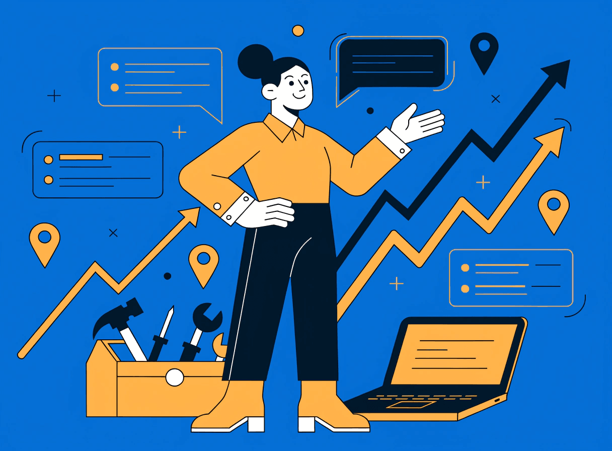 small business owner benefiting from digital marketing with rising search rankings and online enquiries