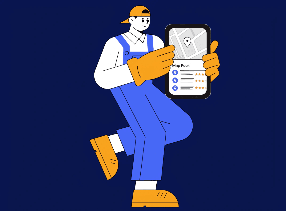 plumber checking their google business profile ranking in local search results on a smartphone