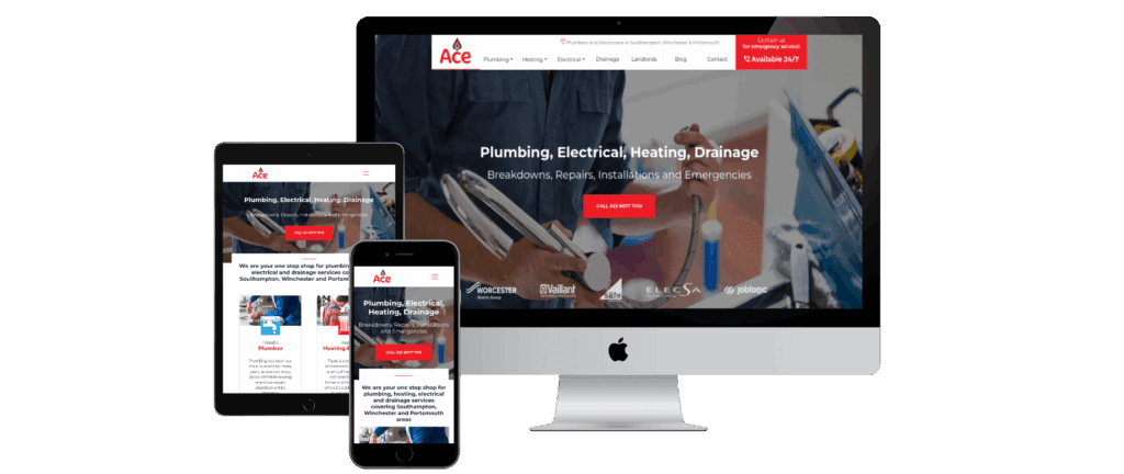 Ace Plumb plumbing company website homepage
