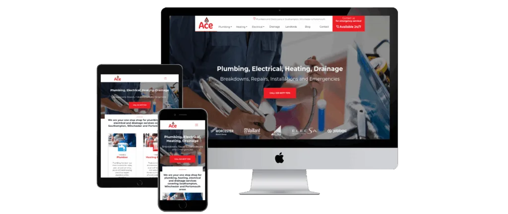 Ace Plumb plumbing company website homepage