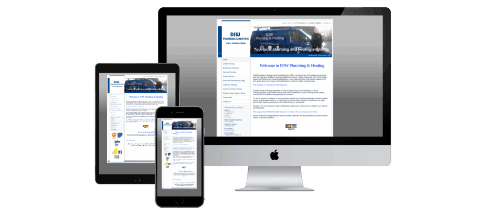 Example of a poorly designed plumbing website that is not mobile-responsive