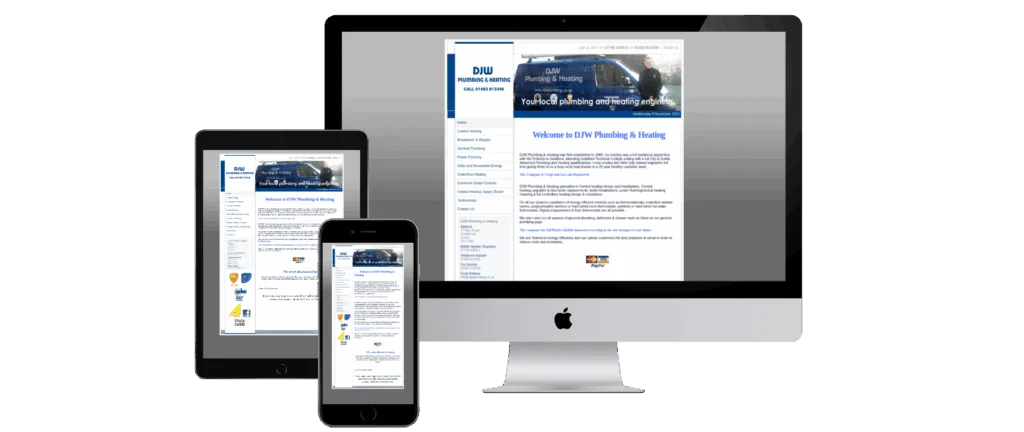 Example of a poorly designed plumbing website that is not mobile-responsive