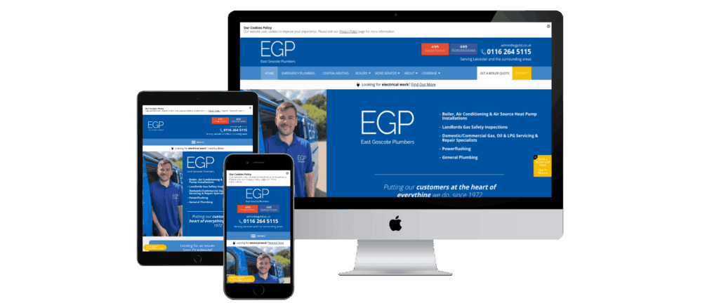 East Goscote Plumbers website with modern design and review integration