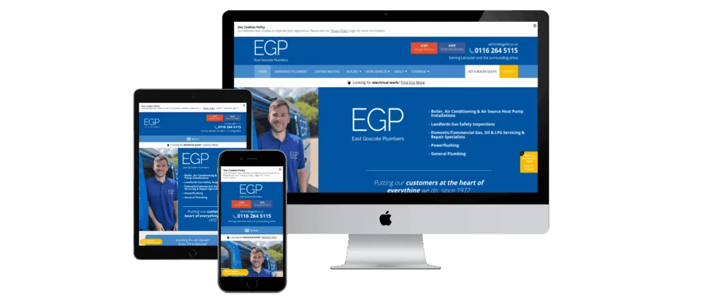East Goscote Plumbers website with modern design and review integration