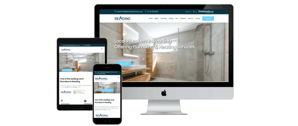 Reading Heating Solutions plumbing website with professional photography