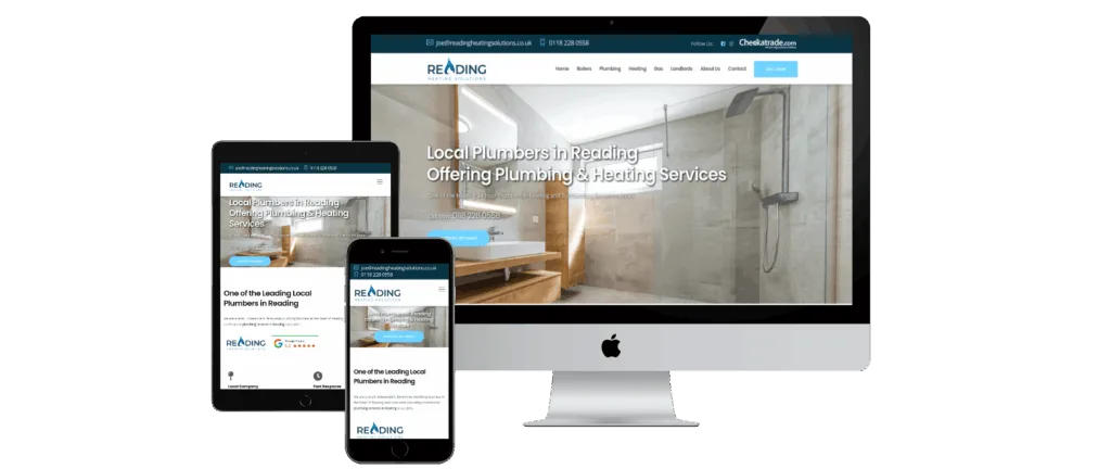 Reading Heating Solutions plumbing website with professional photography