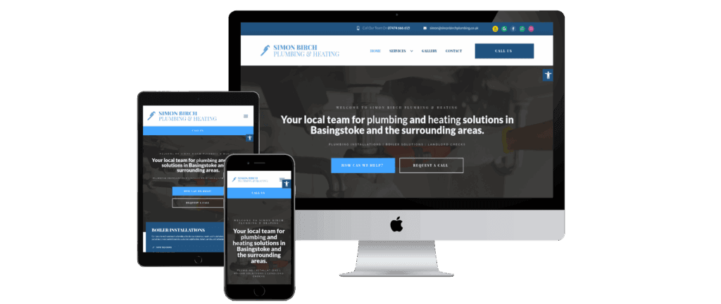 Simon Birch Plumbing and Heating website homepage