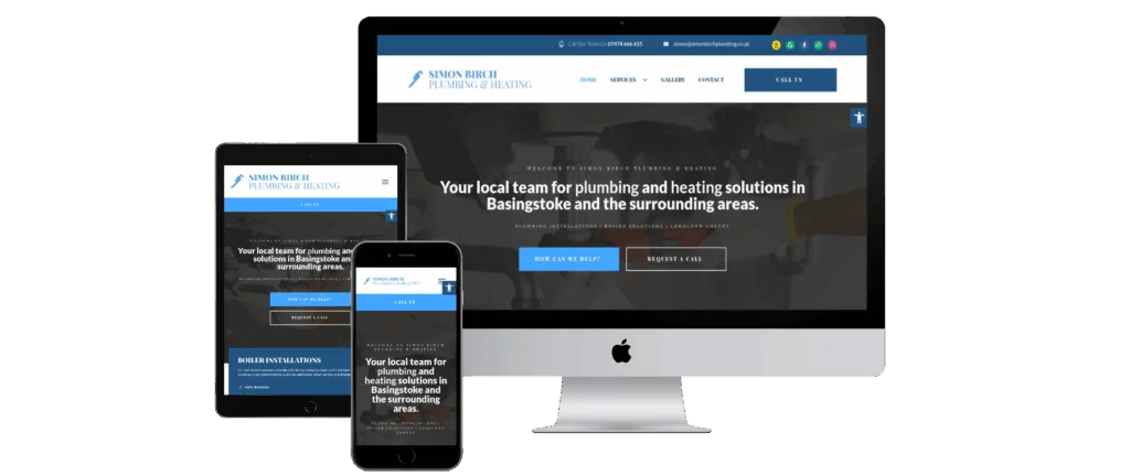 Simon Birch Plumbing and Heating website homepage