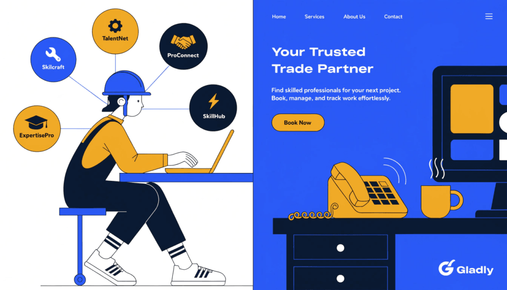illustration comparing tradesperson recommendation sites versus having your own website for generating leads