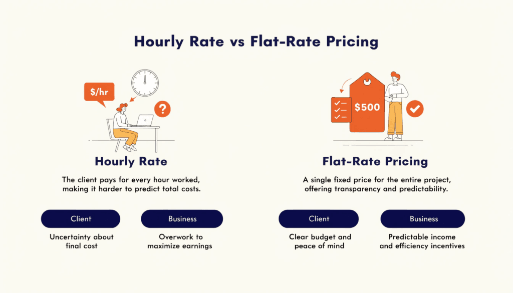 comparison of hourly rate versus flat rate pricing for plumbing businesses