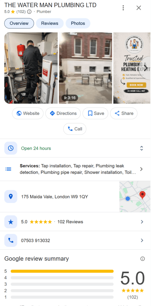 plumber google business profile