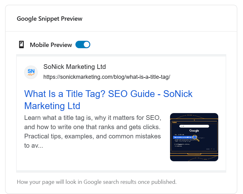 google preview snippet