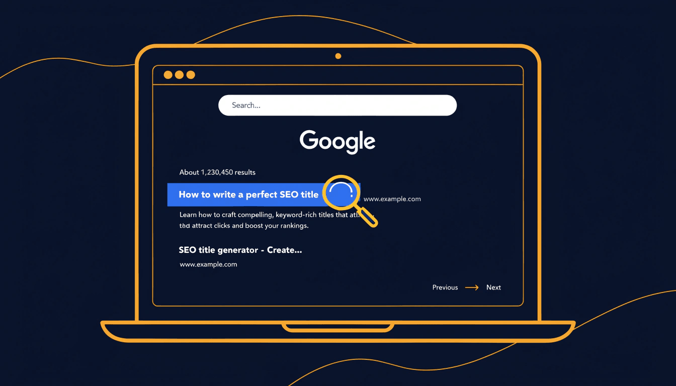illustration showing a title tag highlighted as the clickable headline in a google search results page