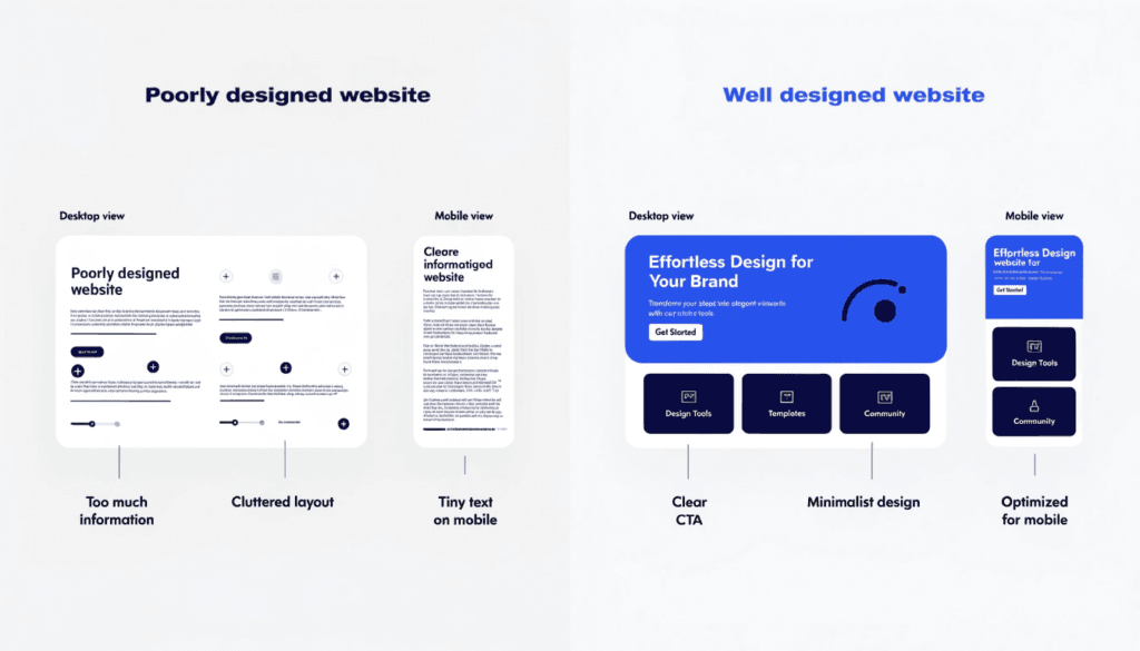 comparison between poor and good web design for small businesses