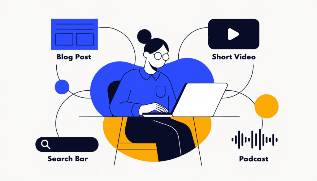 content marketing trends 2026 — small business owner creating digital content