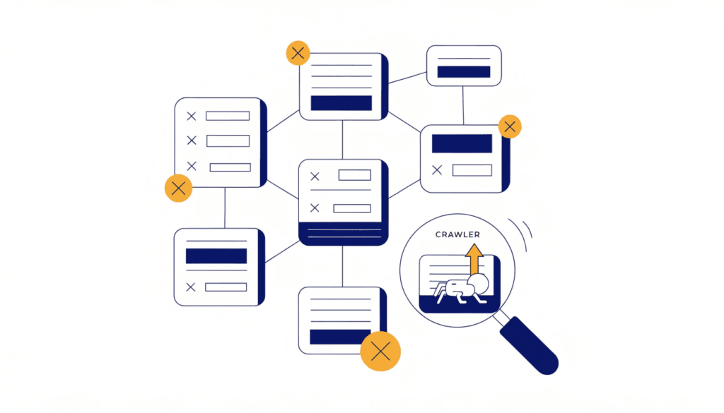 diagram showing how a sitemap helps search engines discover and index website pages
