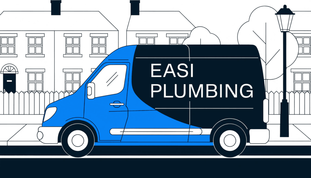 Branded plumbing van as an offline advertising tool for a local plumbing business