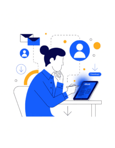 a small business owner using an ebook as part of their content marketing strategy to generate leads
