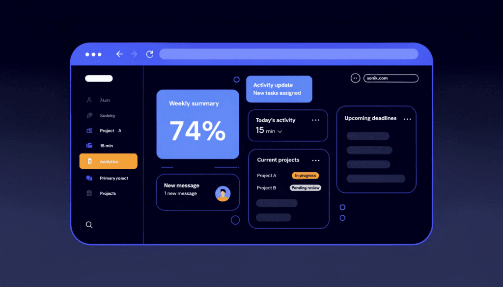 illustration of a dynamic website updating content in real time for a small business user