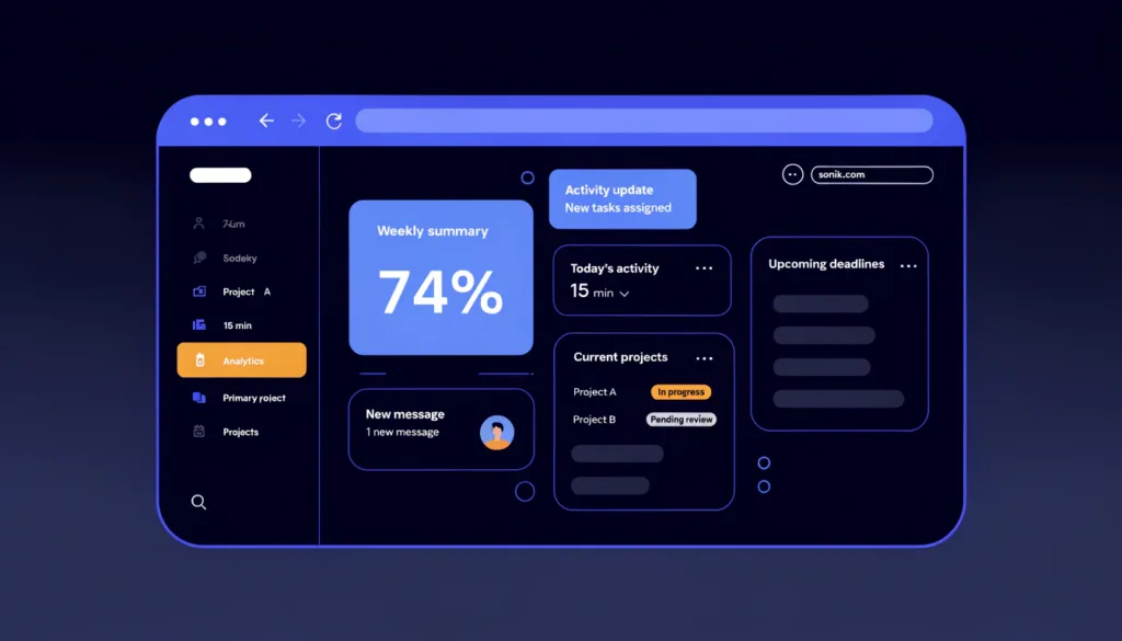 illustration of a dynamic website updating content in real time for a small business user