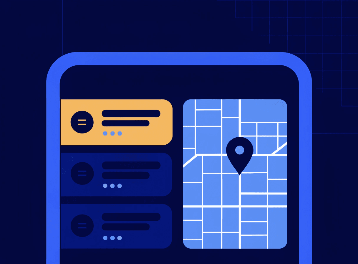 illustration of a smartphone showing a google local search result with a map pack of three businesses