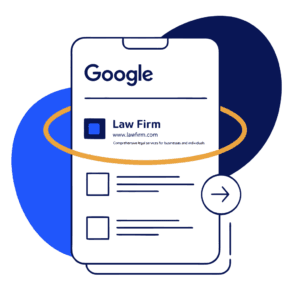 illustration showing a law firm website at the top of google search results