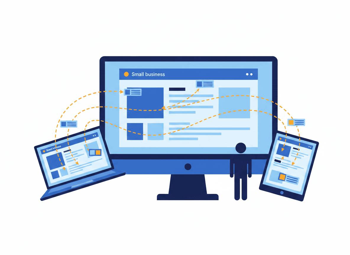 illustration showing how ppc remarketing follows potential customers across devices after they visit a business website