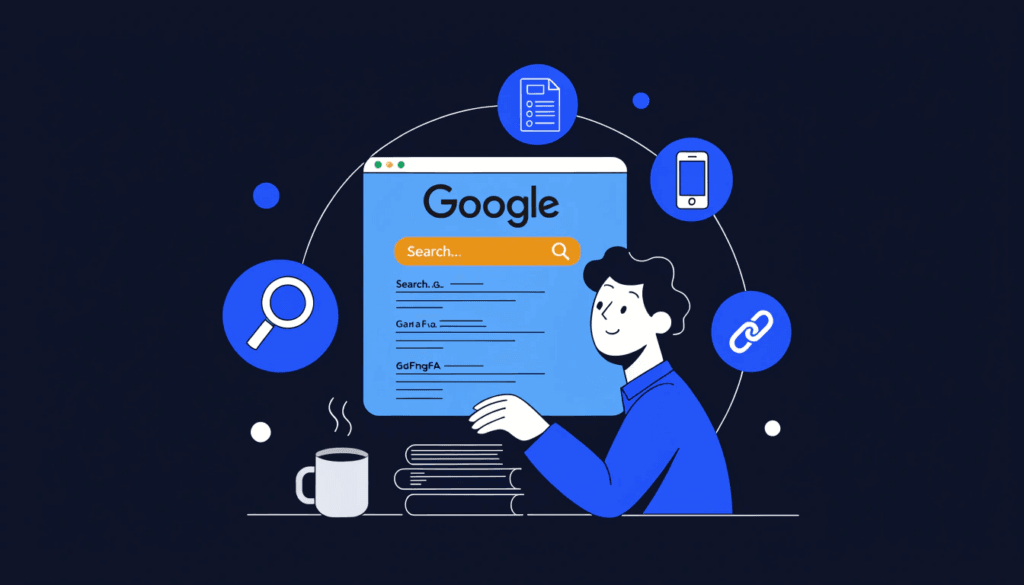 small business owner optimising website content for seo on a desktop computer