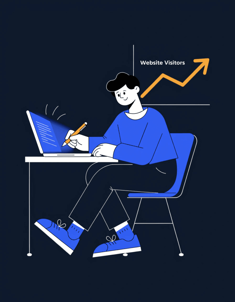small business owner writing a blog post to drive website traffic
